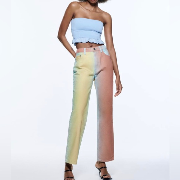 NWT Zara Rainbow Ombré Straight Fit Mid Rise Jeans | Blogger’s Fave 🔥 - Picture 3 of 10